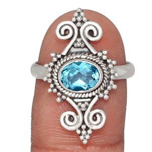 New - Blue Topaz 925 Sterling Silver Ring - Size 9